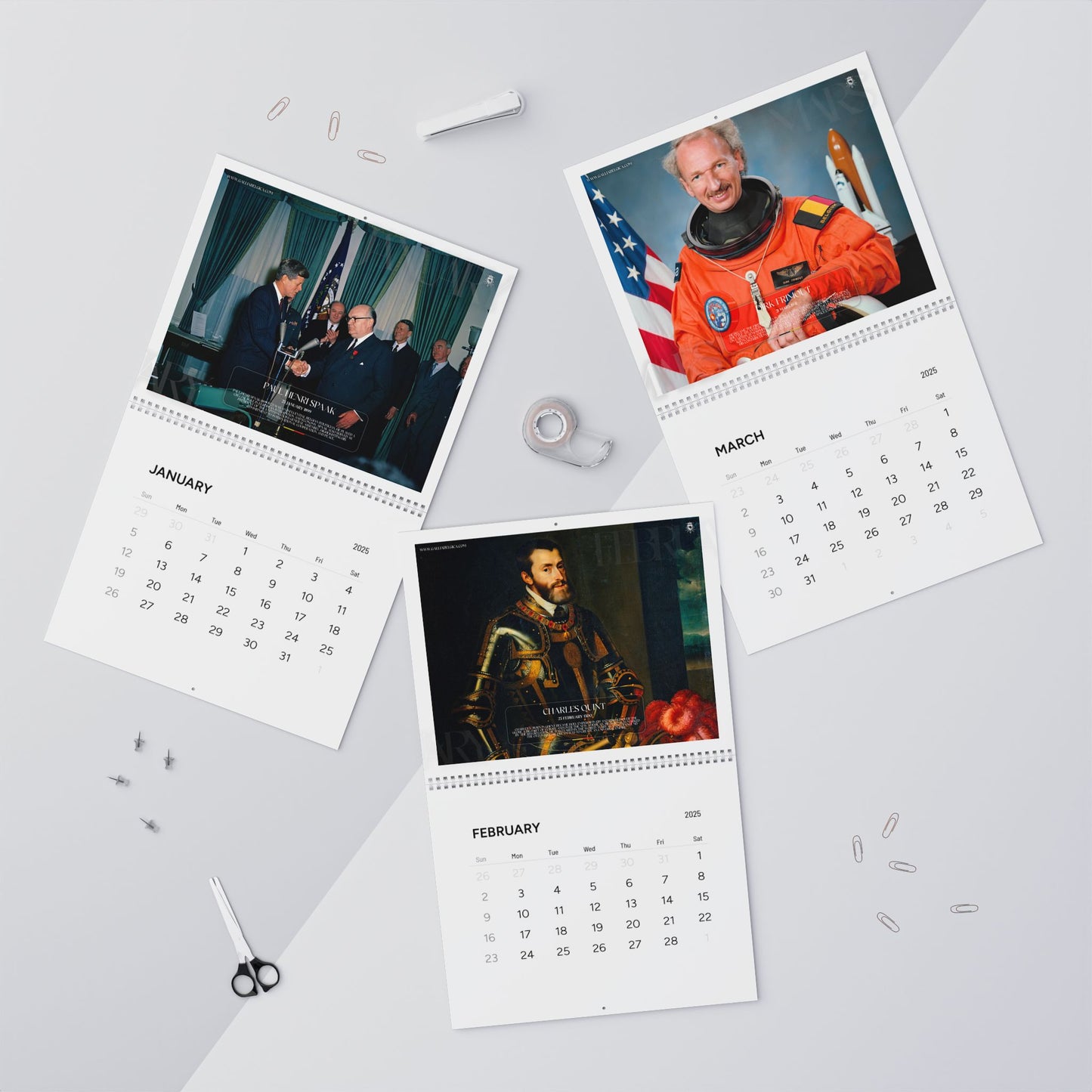 2025 Wall Calendar: 1 Month / 1 Famous Belgian