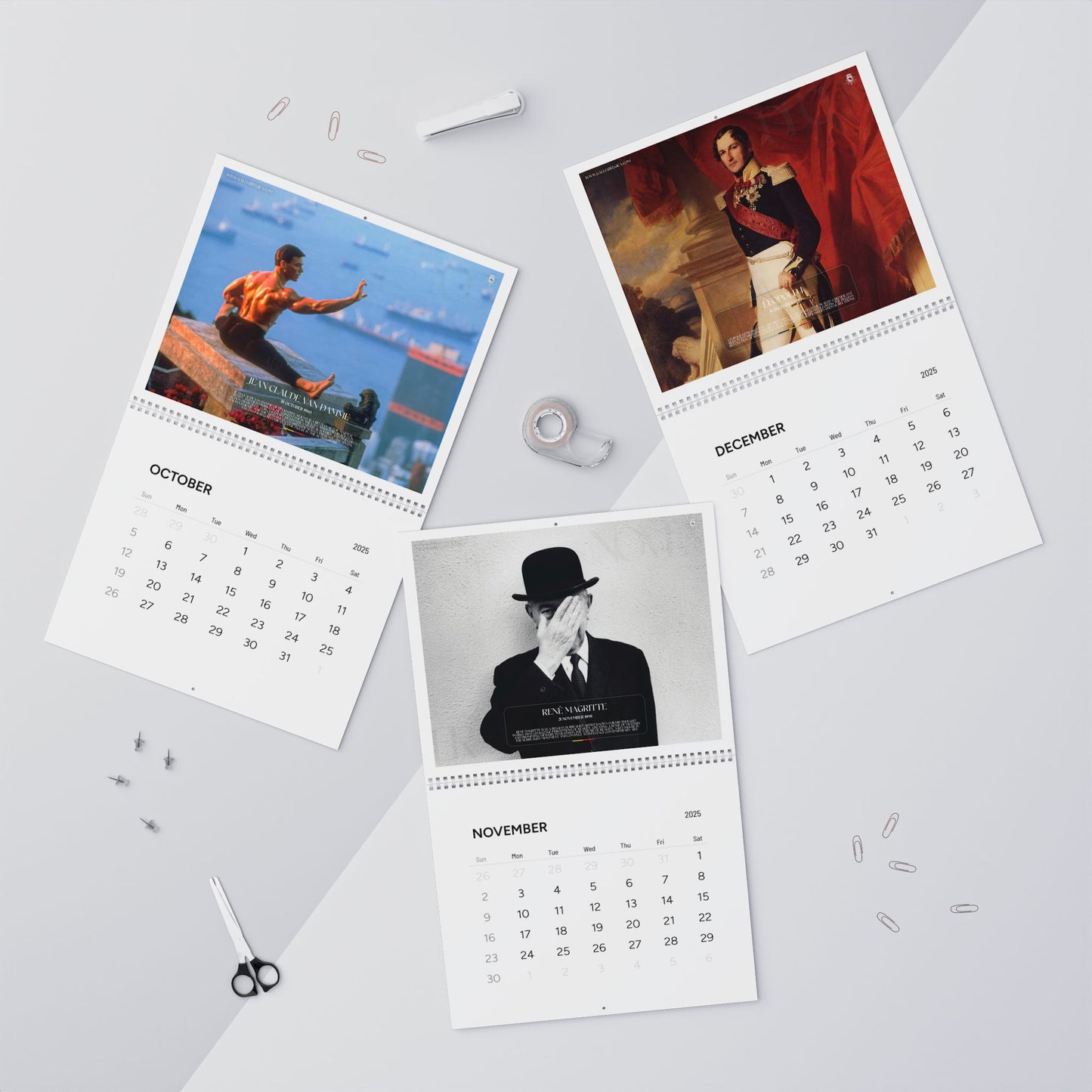 2025 Wall Calendar: 1 Month / 1 Famous Belgian